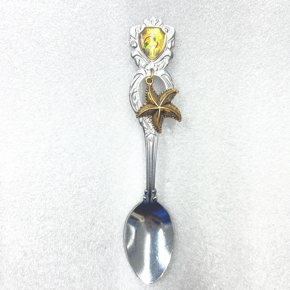 Unbranded Souvenir Spoon Unisex OS Silver Gold Excellent Starfish Puerto Rico